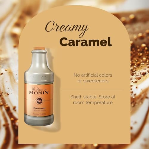 Monin Gourmet Caramel Sauce – Buttery & Rich Flavor for Coffee, Desserts & More, 64 oz – Gluten-Free, Non-GMO - Canadian Distribution - Ships Free Within Canada on Orders Above CAD $199