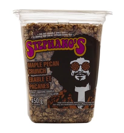 STEPHANOS Maple Pecan Crunch Granola - 450g Tub - Canadian Distribution - Ships Free Within Canada on Orders Above CAD $199