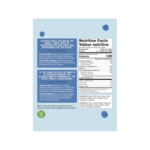 Gourmet du Village Blueberry White Iced Tea (2 Packs) - Canadian Distribution - Ships Free Within Canada on Orders Above CAD $199