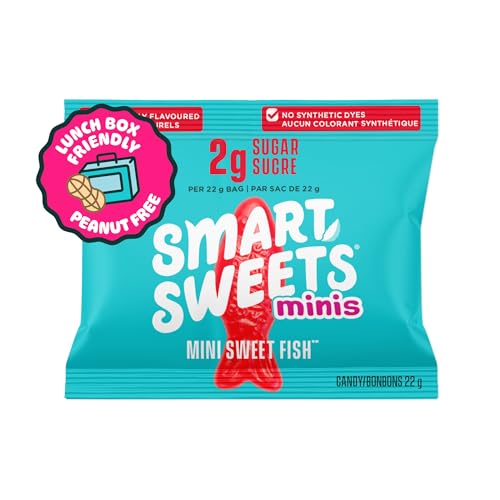 SmartSweets Minis Sweet Fish Gummies – Gluten-Free, Plant-Based Candy with 4g Sugar per Bag, 2 x 8-Pack - Canadian Distribution - Ships Free Within Canada on Orders Above CAD $199