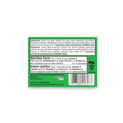 Trident Vibes Spearmint Rush Sugar-Free Gum - 9 Pack Clutch Box (126 Pieces) - Canadian Distribution - Ships Free Within Canada on Orders Above CAD $199