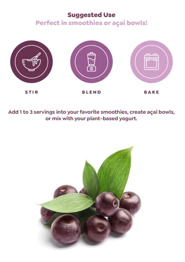 Top Selling Pure Organic Açai Powder | Packed With Vitamins, Antioxidants, Good Fats, and Fibre | Essential Fatty Acids | 66 Servings Per Bag | 200G