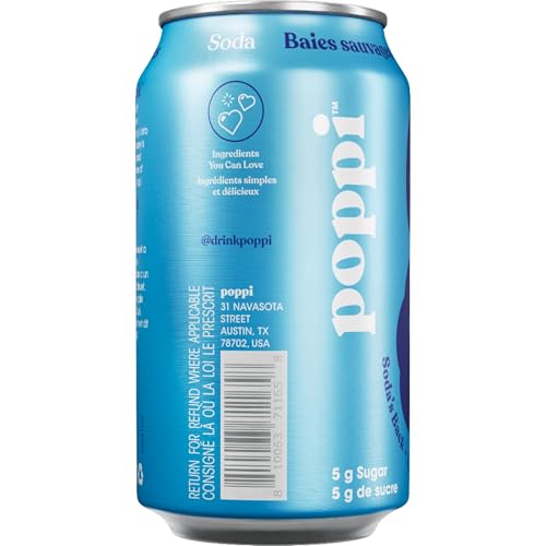 Poppi Wild Berry Soda 355 mL Can - Canadian Distribution - Ships Free Within Canada on Orders Above CAD $199