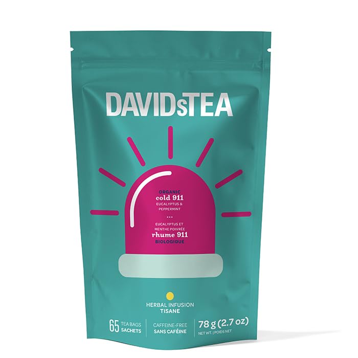 DAVIDsTEA – Cold 911 Herbal Tea – Peppermint and Eucalyptus – 65 Bags