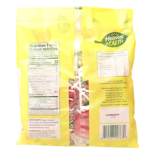 Heaven & Earth Heart-Shaped Fruit Lollipops - 2 x 250g - Canadian Distribution - Ships Free Within Canada on Orders Above CAD $199