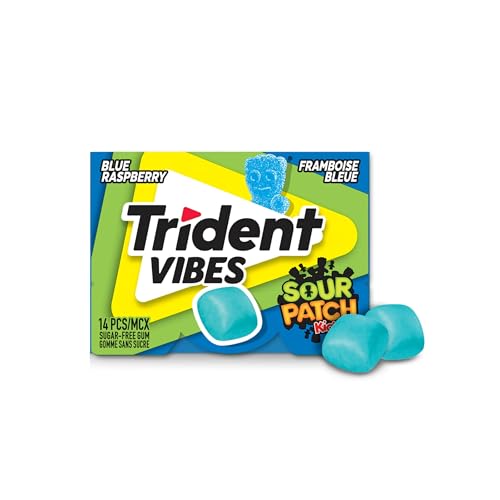 Trident Vibes Blue Raspberry Sugar-Free Gum - 9 Pack Clutch Box (126 Pieces) - Canadian Distribution - Ships Free Within Canada on Orders Above CAD $199