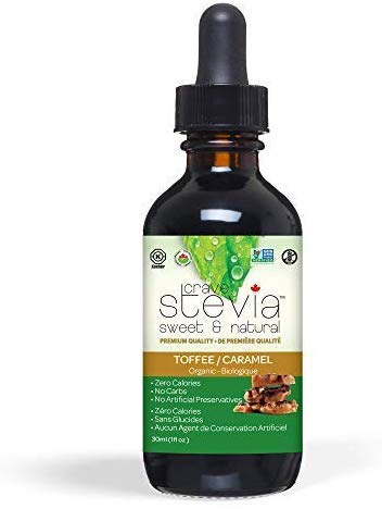 CraveStevia Organic Liquid Stevia Drops - Toffee Flavor - Natural Sweetener - 2 x 30ml - Canadian Distribution - Ships Free Within Canada on Orders Above CAD $199