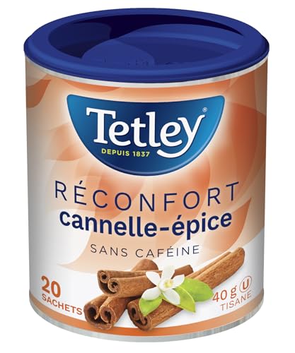 Tetley Warmth Cinnamon Spice Herbal Tea – 20 Tea Bags per Box, 6-Pack Bundle, Caffeine-Free Blend with Cinnamon, Orange Blossom & Warm Spices, Kosher Certified - Canadian Distribution - Ships Free Within Canada on Orders Above CAD $199