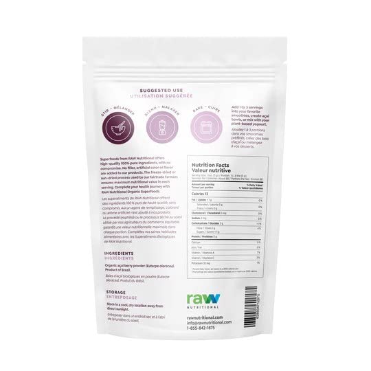 Pure Organic Açai Powder | Packed With Vitamins, Antioxidants, Good Fats, and Fibre | Essential Fatty Acids | 66 Servings Per Bag | 200G