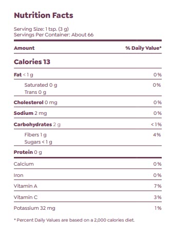 Acai Powder Nutrition Facts Canada