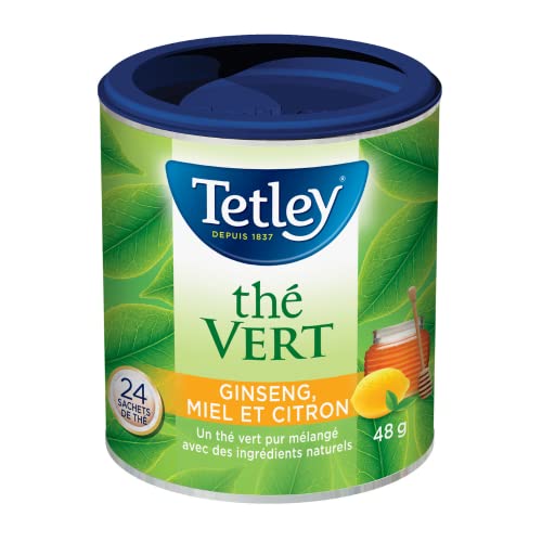 Tetley Green Tea with Honey, Lemon & Ginseng – 24 Tea Bags per Box, 6-Pack Bundle (Kosher) - Canadian Distribution - Ships Free Within Canada on Orders Above CAD $199