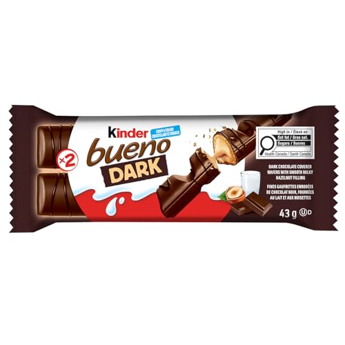 Kinder Bueno Dark Chocolate Hazelnut Wafer Bars - 30 Pack (2 Bars Per Pack, 43g Each) - Canadian Distribution - Ships Free Within Canada on Orders Above CAD $199