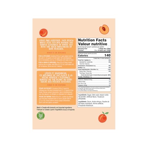 Gourmet du Village Peach White Iced Tea Mix (2 Packs) - Canadian Distribution - Ships Free Within Canada on Orders Above CAD $199