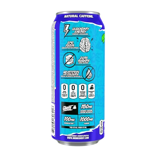 GHOST Blue Raspberry Energy Drink - 12 Pack Cans - Canadian Distribution - Ships Free Within Canada on Orders Above CAD $199