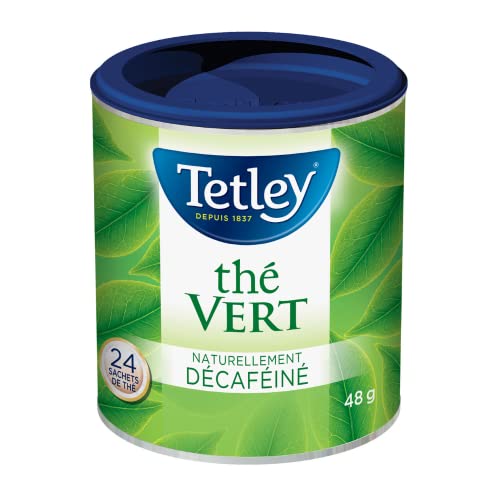 Tetley Naturally Decaffeinated Green Tea – 24 Tea Bags per Box, 6-Pack Bundle, Kosher & Rainforest Alliance Certified - Canadian Distribution - Ships Free Within Canada on Orders Above CAD $199