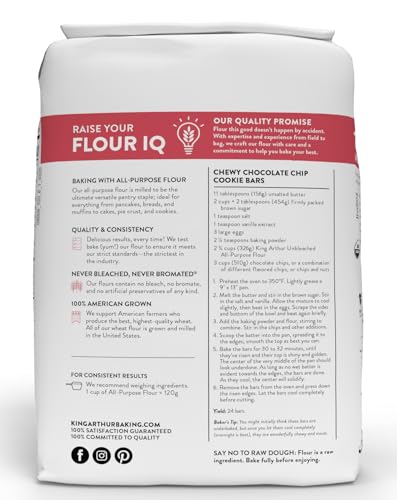 King Arthur Flour packaging with quality promise and usage instructions on a white background
