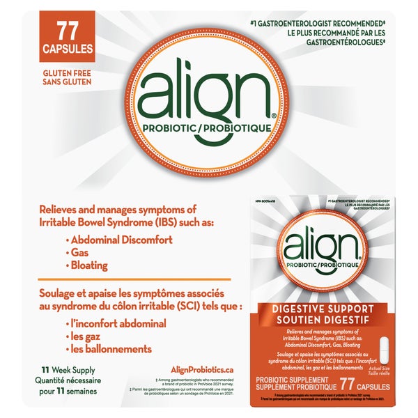 Probiotic Supplement - 77 Capsules - Align - Health and Wellness - Canadian Distribution - Ships Free Within Canada on Orders Above CAD $199