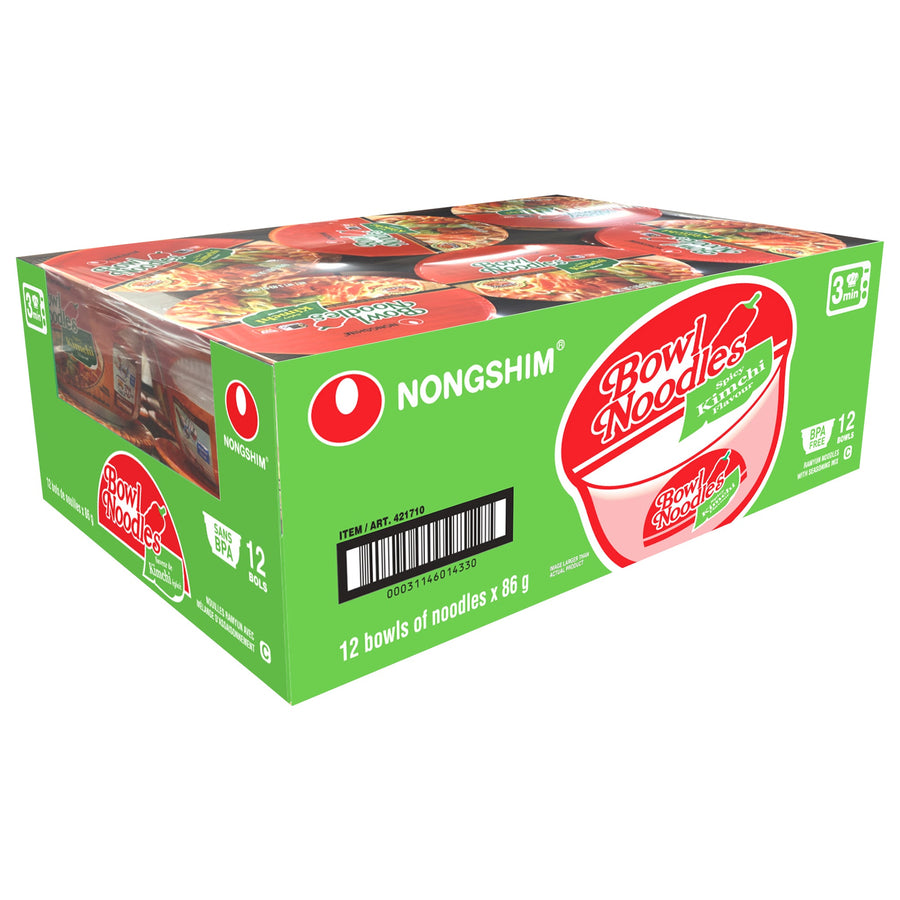 Nongshim Spicy Kimchi Noodle Soup Bowls - 48 × 86 g - Grocery and Food Items - Canadian Distribution