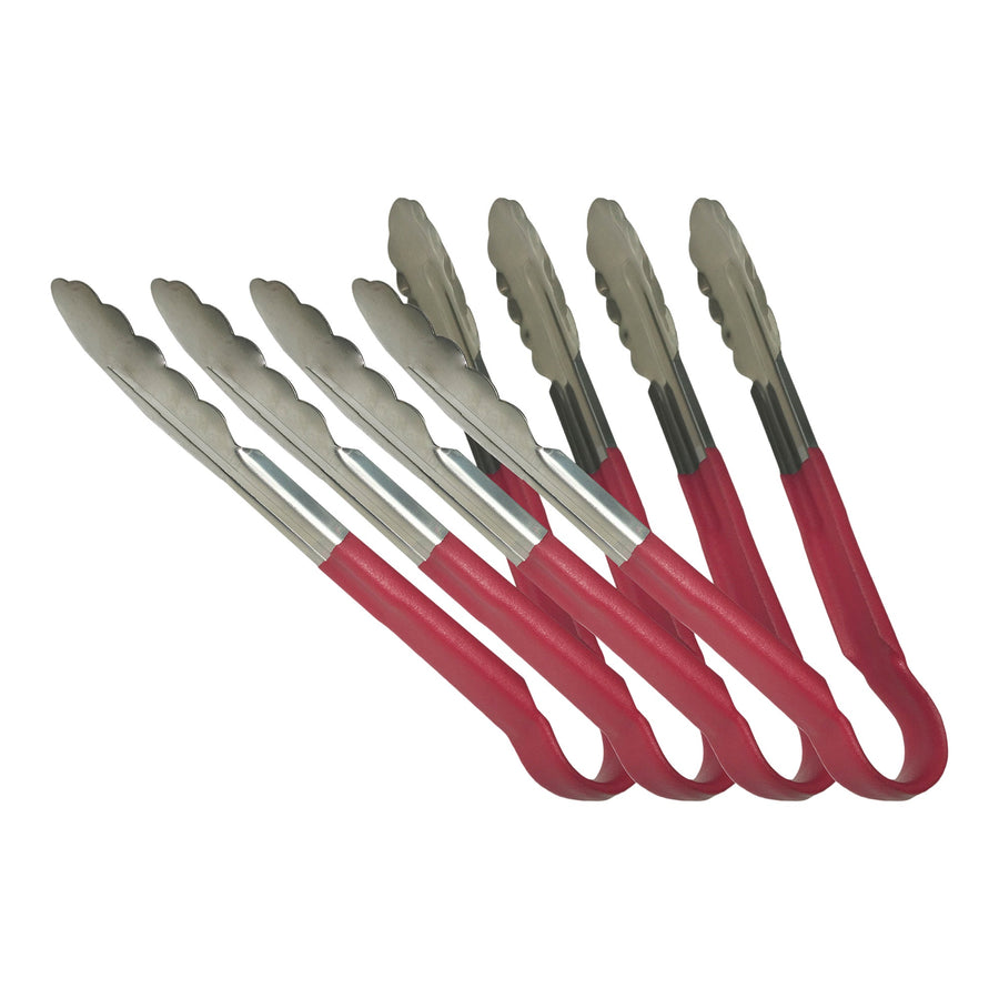 Sagetra Plastic Coated Red Utility Tongs 30.48 cm (12 in), Pack of 4 - Restaurant Equipment and Smallwares - Canadian Distribution