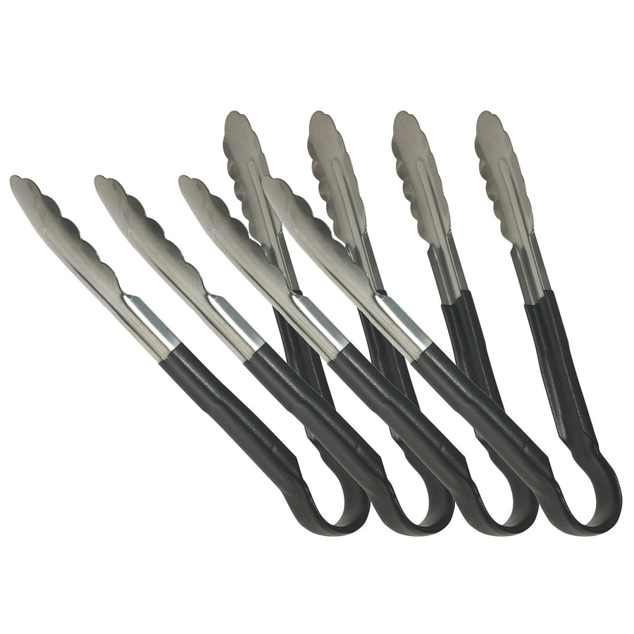 Sagetra Plastic Coated Black Utility Tongs 30.48 cm (12 in), Pack of 4 - Restaurant Equipment and Smallwares - Canadian Distribution