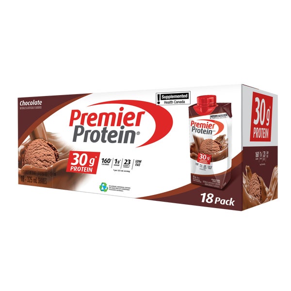 Chocolate Shake - 18 × 325 mL - Premier Protein - Health and Wellness - Canadian Distribution - Ships Free Within Canada on Orders Above CAD $199