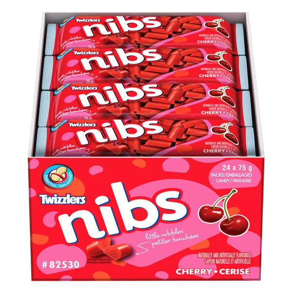 Bonbons Nibs Cherry - 96 × 75 g - Twizzlers - Distribution canadienne - Livraison gratuite au Canada pour les commandes de plus de 199 $ CA