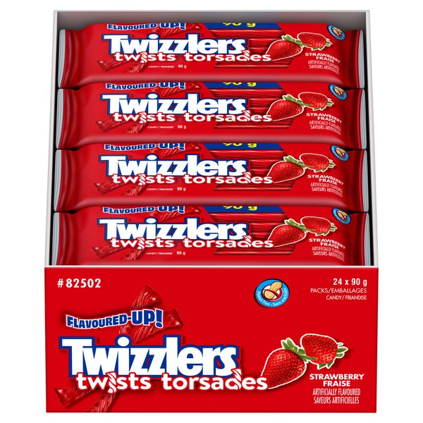 Twists Strawberry Candy - 96 × 90 g - Twizzlers - Canadian Distribution