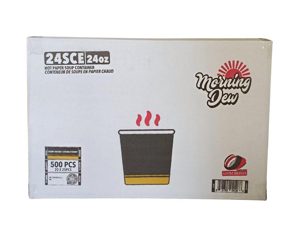 Morning Dew - 24 oz Paper Soup Container - Ebony Print - 20 x 25 count