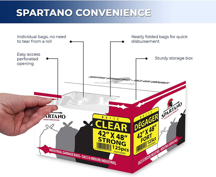 Spartano - Garbage Bags - Strong - Clear - 42"x48"