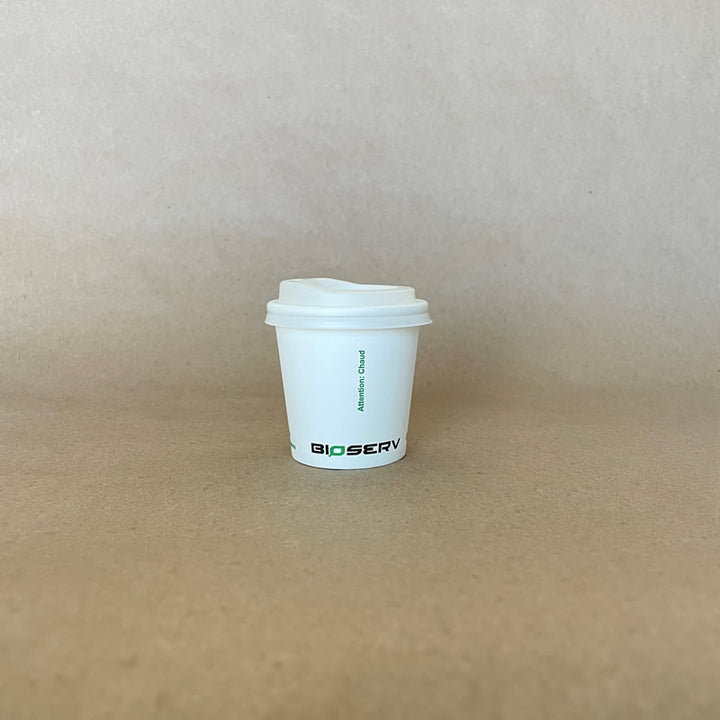 4oz.White Bioserv Single Wall Hot Cup 1000cs - Disposable Take Away Food Packaging - Canadian Distribution