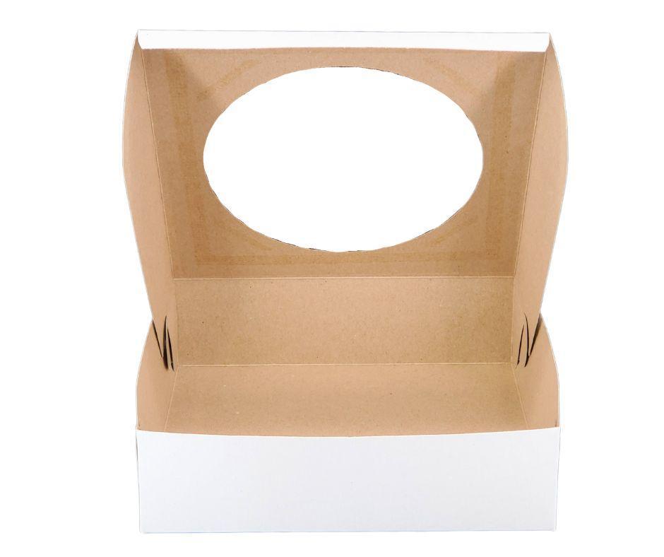 EB - Boîtes à gâteaux blanches - Avec fenêtre - 9x9x2.5 (Boîte à tarte)