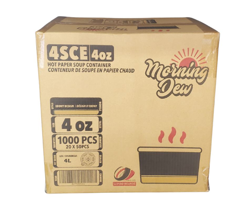 Morning Dew - 4 oz Paper Containers - Ebony Print - 20 x 50 count