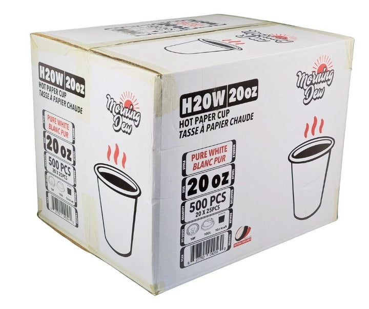 Morning Dew - 20 oz Hot Paper Cups - White - 20 x 25 count