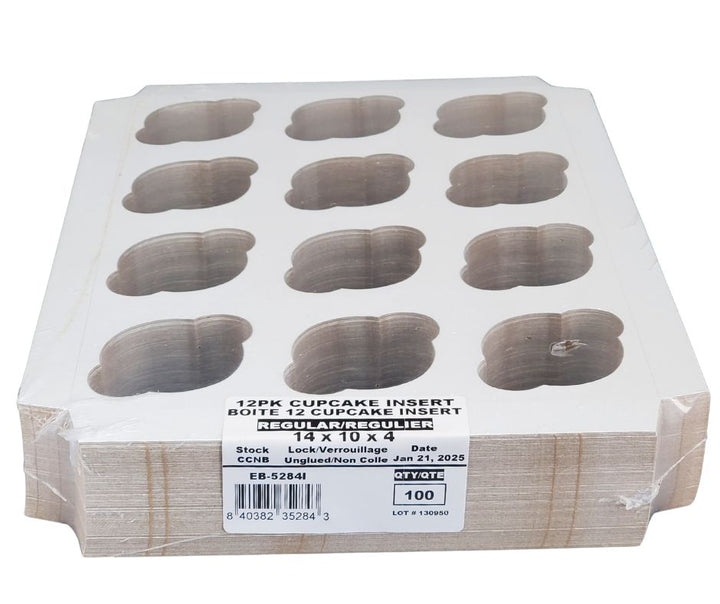 EB - 14 x 10 x 4 - Boîte à cupcakes avec insert pour 12 cupcakes - Blanc - 5284I