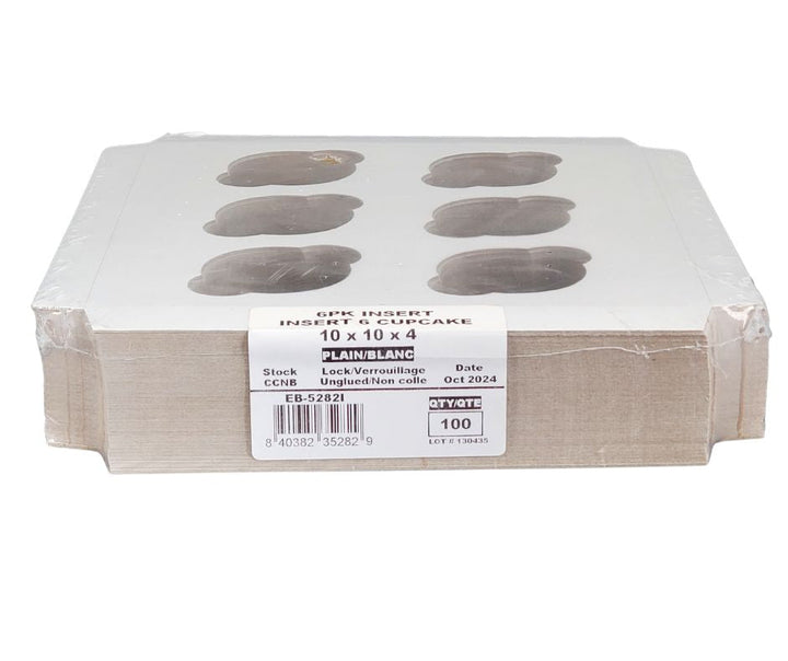 EB - 10 x 10 x 4 - Empiècement pour cupcakes (6 unités) - Blanc - 5282I