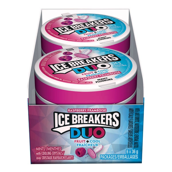 Duo de bonbons à la menthe et à la framboise - 24 × 36 g - Brise-glace - Distribution canadienne - Livraison gratuite au Canada pour les commandes de plus de 199 $ CA