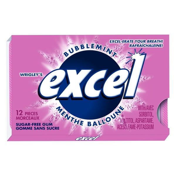 Sugar-free Bubblemint Gum - 48 x Packs of 12 - Excel - Canadian Distribution