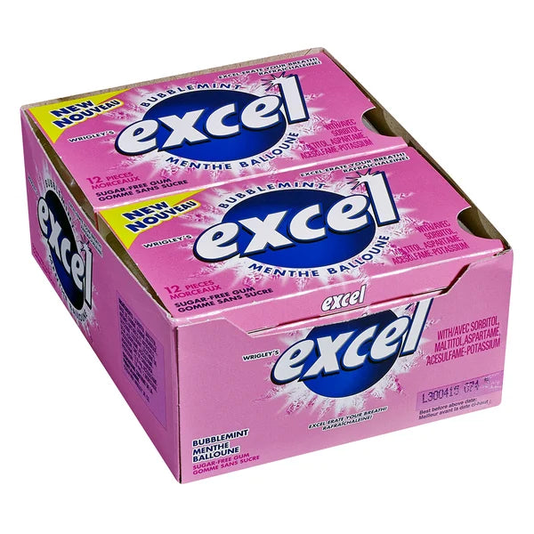 Chewing-gum à la menthe sans sucre - 48 paquets de 12 - Excel - Distribution canadienne - Livraison gratuite au Canada pour les commandes de plus de 199 $ CA