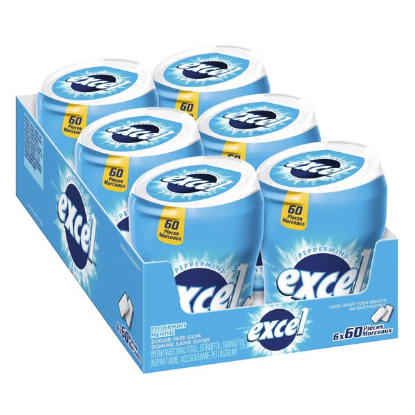 Bouteilles de gomme à la menthe sans sucre - 24 paquets de 60 - Excel - Distribution canadienne - Livraison gratuite au Canada pour les commandes de plus de 199 $ CA