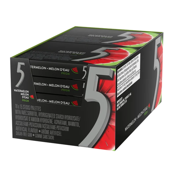Prism Watermelon - 40 × 15 sticks - 5 Gum - Canadian Distribution - Ships Free Within Canada on Orders Above CAD $199