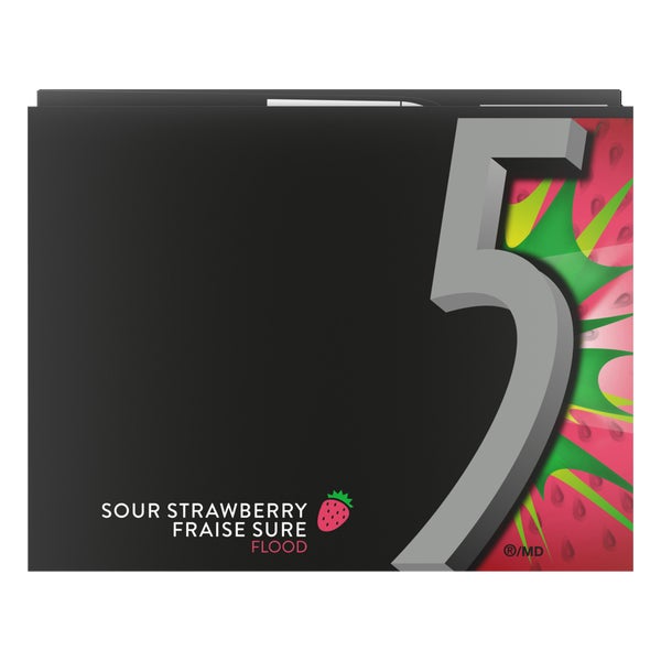 Flood Sour Strawberry Gum - 40 × 15 sticks - 5 Gum - Canadian Distribution