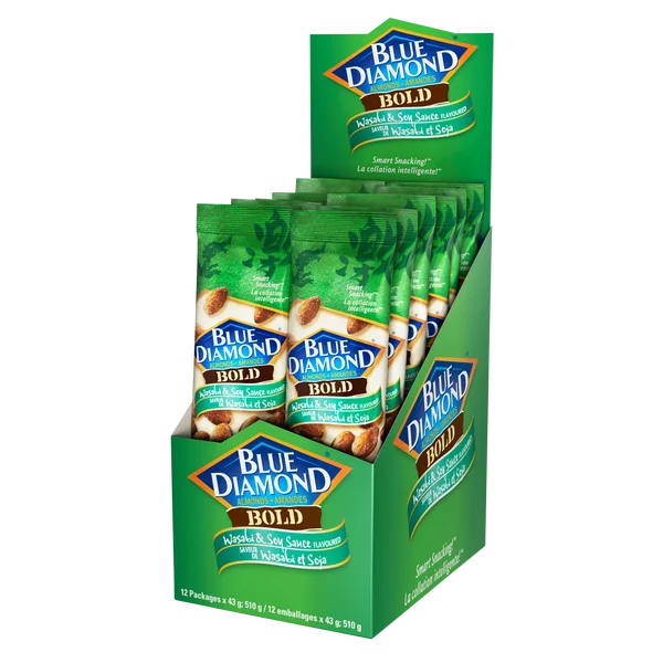 Wasabi and Soy Sauce Almonds - 48 × 43 g - Blue Diamond - Canadian Distribution