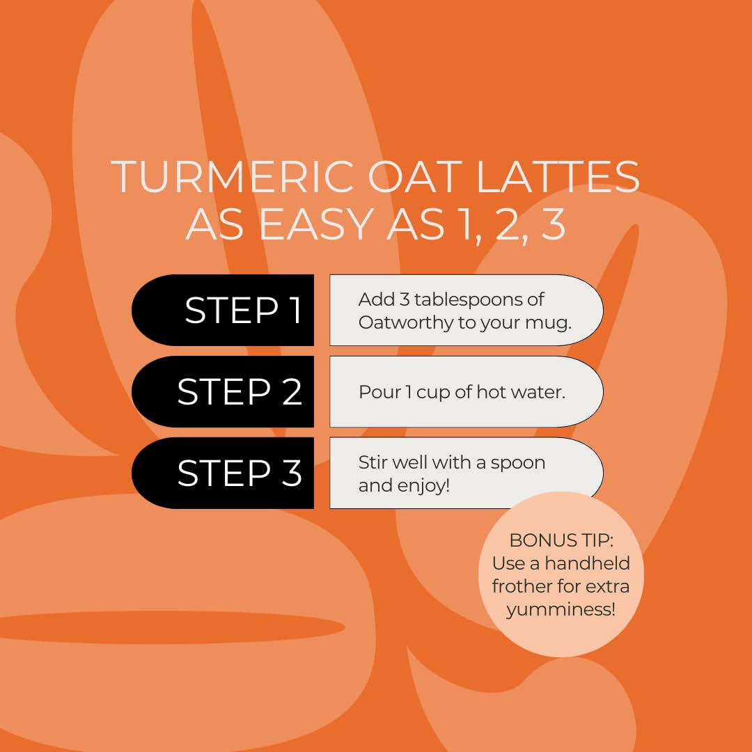 Oatworthy, Oat Milk Latte, Turmeric, 336g - Canadian Distribution - Ships Free Within Canada on Orders Above CAD $199