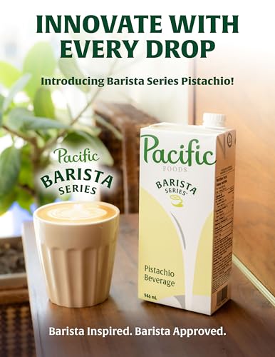 Pacific Foods Barista Series Pistachio Milk – 2 x 32 oz Plant-Based Beverage - Canadian Distribution - Ships Free Within Canada on Orders Above CAD $199