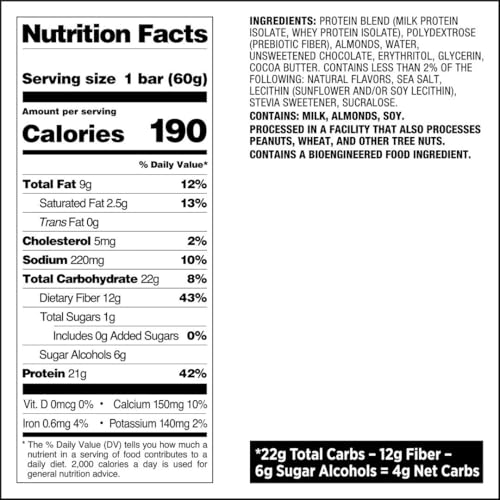 Quest Chocolate Chip Cookie Dough Protein Bar - 21g Protein, 1g Sugar, High Fiber, Keto Friendly (4-Pack) - Canadian Distribution - Ships Free Within Canada on Orders Above CAD $199