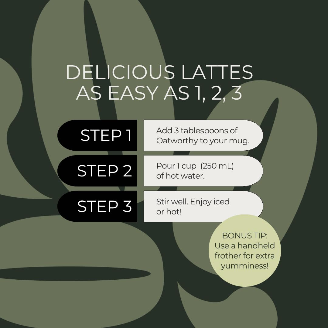 Oatworthy, Oat Milk Latte, Matcha, 336g - Canadian Distribution - Ships Free Within Canada on Orders Above CAD $199