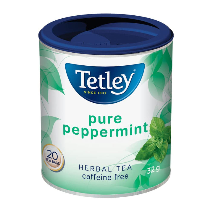 Tetley Pure Peppermint Herbal Tea – Naturally Caffeine-Free, 20 Tea Bags per Box, 32g – Kosher Certified (6-Pack) - Canadian Distribution - Ships Free Within Canada on Orders Above CAD $199