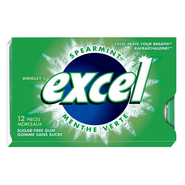Sugar-free Spearmint Gum - 48 x Packs of 12 - Excel - Canadian Distribution