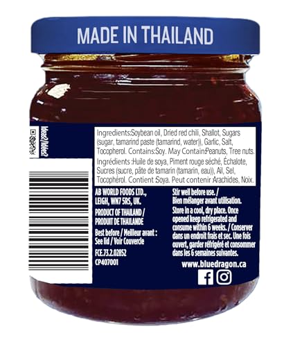Blue Dragon Chili Crisp 2 x 180g – Thai-Made Crispy Chili Oil Condiment - Canadian Distribution - Ships Free Within Canada on Orders Above CAD $199