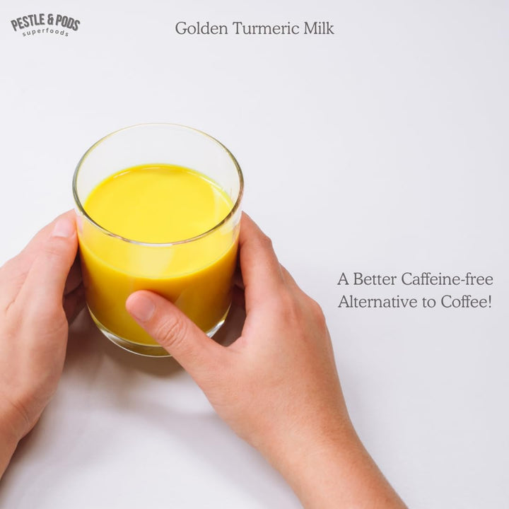 PESTLE & PODS Golden Turmeric Latte Blend | Organic Turmeric, Ginger, Cardamom, Cinnamon & Black Pepper | Caffeine-Free Coffee Alternative | 70g, 40 Servings - Canadian Distribution - Ships Free Within Canada on Orders Above CAD $199